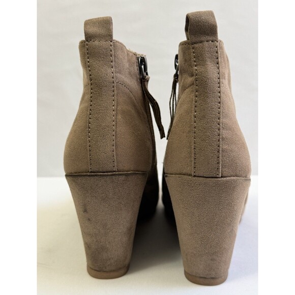 Dolce Vita DV Brown Suede Wedge Ankle Boots Lace Up Side Zip Women 7.5 - Picture 5 of 13